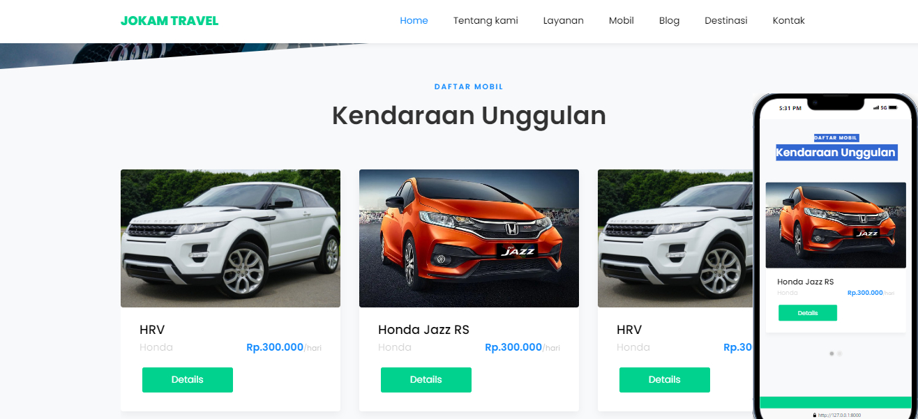 Website Rental Mobil dan Travel